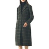 image:imagechouyatou Womens Big Notch Lapel Single Breasted MidLong Wool Blend CoatArmyplaid