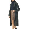 image:imagechouyatou Womens Big Notch Lapel Single Breasted MidLong Wool Blend CoatArmyplaid