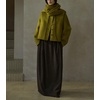 image:imagechouyatou Womens Casual Single Breasted Cropped Wool Coat Dressy Trench Pea Coat Short Wool Jacket with ScarfOlive Green
