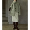image:imagechouyatou Womens Casual Single Breasted Cropped Wool Coat Dressy Trench Pea Coat Short Wool Jacket with ScarfSage Green