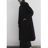 image:imagechouyatou Womens Chic Shawl Collar Business Casual Wool Coat Single Breasted Midi Long Trench Coat PeacoatBlack