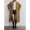image:imagechouyatou Womens Chic Shawl Collar Business Casual Wool Coat Single Breasted Midi Long Trench Coat PeacoatCamel