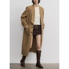 image:imagechouyatou Womens Chic Shawl Collar Business Casual Wool Coat Single Breasted Midi Long Trench Coat PeacoatCamel