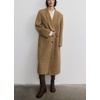 image:imagechouyatou Womens Chic Shawl Collar Business Casual Wool Coat Single Breasted Midi Long Trench Coat PeacoatCamel