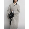 image:imagechouyatou Womens Chic Shawl Collar Business Casual Wool Coat Single Breasted Midi Long Trench Coat PeacoatLight Grey