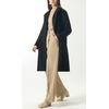 image:imagechouyatou Womens Classic Notched Collar Double Breasted Plaid Wool Blend Long Trench CoatBlack