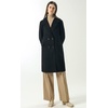 image:imagechouyatou Womens Classic Notched Collar Double Breasted Plaid Wool Blend Long Trench CoatBlack