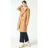 image:imagechouyatou Womens Classic Notched Collar Double Breasted Plaid Wool Blend Long Trench CoatCamel