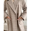 image:imagechouyatou Womens Double Breasted Long Wool Trench Coat Plaid Checkered Notch Lapel Wool Blend Pea Coat OvercoatBeige