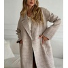 image:imagechouyatou Womens Double Breasted Long Wool Trench Coat Plaid Checkered Notch Lapel Wool Blend Pea Coat OvercoatBeige