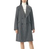 image:imagechouyatou Womens Classic Notched Collar Double Breasted Plaid Wool Blend Long Trench CoatPlaidblack