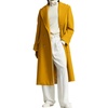 image:imagechouyatou Womens Double Breasted Wool Coat Notch Lapel Business Casual Midi Long Winter OvercoatYellow
