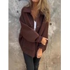 image:imagechouyatou Womens Casual Single Breasted Wool Coat Lantern Sleeve Lapel Collared Wool Blend Pea Coat with PocketsCoffee Brown