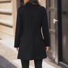 image:imagechouyatou Womens Casual Single Breasted Wool Coat Notch Collar Office Work Wool Blend Pea Coat OvercoatBlack