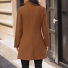 image:imagechouyatou Womens Casual Single Breasted Wool Coat Notch Collar Office Work Wool Blend Pea Coat OvercoatBrown
