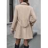 image:imagechouyatou Womens Elegant Double Breasted Wool Coat Long Sleeve Belted Midi Long Winter Trench CoatApricot