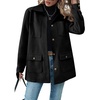 image:imagechouyatou Womens 2025 Winter Thicken Single Breasted Wool Coat Long Sleeve Dressy Trench CoatBlack
