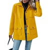 image:imagechouyatou Womens 2025 Winter Thicken Single Breasted Wool Coat Long Sleeve Dressy Trench CoatYellow
