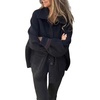 image:imagechouyatou Womens Casual Single Breasted Wool Coat Lantern Sleeve Lapel Collared Wool Blend Pea Coat with PocketsBlack