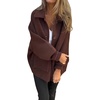 image:imagechouyatou Womens Casual Single Breasted Wool Coat Lantern Sleeve Lapel Collared Wool Blend Pea Coat with PocketsCoffee Brown