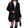 image:imagechouyatou Womens Elegant Double Breasted Wool Coat Long Sleeve Belted Midi Long Winter Trench CoatBlack