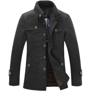 image:imagechouyatou Mens Winter Stylish Wool Blend Single Breasted Military Peacoat11gray