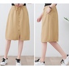 image:imagechouyatou Womens Knee Length Business Casual Midi Skirt High Elastic Waist A Line Work Long Skirt with PocketsKhaki