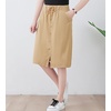 image:imagechouyatou Womens Knee Length Business Casual Midi Skirt High Elastic Waist A Line Work Long Skirt with PocketsKhaki