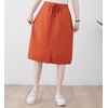 image:imagechouyatou Womens Knee Length Business Casual Midi Skirt High Elastic Waist A Line Work Long Skirt with PocketsOrange Red