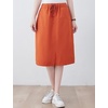 image:imagechouyatou Womens Knee Length Business Casual Midi Skirt High Elastic Waist A Line Work Long Skirt with PocketsOrange Red
