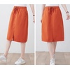 image:imagechouyatou Womens Knee Length Business Casual Midi Skirt High Elastic Waist A Line Work Long Skirt with PocketsOrange Red