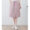 image:imagechouyatou Womens Knee Length Business Casual Midi Skirt High Elastic Waist A Line Work Long Skirt with PocketsPink