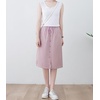image:imagechouyatou Womens Knee Length Business Casual Midi Skirt High Elastic Waist A Line Work Long Skirt with PocketsPink