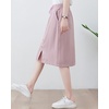 image:imagechouyatou Womens Knee Length Business Casual Midi Skirt High Elastic Waist A Line Work Long Skirt with PocketsPink