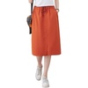 image:imagechouyatou Womens Knee Length Business Casual Midi Skirt High Elastic Waist A Line Work Long Skirt with PocketsOrange Red