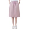 image:imagechouyatou Womens Knee Length Business Casual Midi Skirt High Elastic Waist A Line Work Long Skirt with PocketsPink