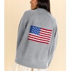 image:imagechouyatou Women Fall Flag Back Shaw Collar Knit Cardigan Sweater Casual Open Front Cardigan with PocketsGrey