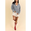 image:imagechouyatou Women Fall Flag Back Shaw Collar Knit Cardigan Sweater Casual Open Front Cardigan with PocketsGrey