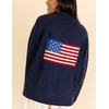 image:imagechouyatou Women Fall Flag Back Shaw Collar Knit Cardigan Sweater Casual Open Front Cardigan with PocketsNavy Blue
