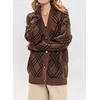 image:imagechouyatou Womens 2025 Fall Argyle Plaid Knitted Sweater Cardigan Cute VNeck Button Down Cardigan JacketDark Brown