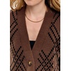 image:imagechouyatou Womens 2025 Fall Argyle Plaid Knitted Sweater Cardigan Cute VNeck Button Down Cardigan JacketDark Brown
