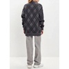 image:imagechouyatou Womens 2025 Fall Argyle Plaid Knitted Sweater Cardigan Cute VNeck Button Down Cardigan JacketDark Grey