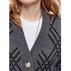 image:imagechouyatou Womens 2025 Fall Argyle Plaid Knitted Sweater Cardigan Cute VNeck Button Down Cardigan JacketDark Grey