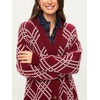image:imagechouyatou Womens 2025 Fall Argyle Plaid Knitted Sweater Cardigan Cute VNeck Button Down Cardigan JacketRed
