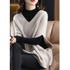 image:imagechouyatou Womens Elegant Sleeveless V Neck Sweater Vest Dolman Sleeve Pullover Knitwear Loose Tank TopsApricot