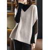 image:imagechouyatou Womens Elegant Sleeveless V Neck Sweater Vest Dolman Sleeve Pullover Knitwear Loose Tank TopsApricot