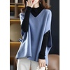 image:imagechouyatou Womens Elegant Sleeveless V Neck Sweater Vest Dolman Sleeve Pullover Knitwear Loose Tank TopsBlue