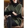 image:imagechouyatou Womens Elegant Sleeveless V Neck Sweater Vest Dolman Sleeve Pullover Knitwear Loose Tank TopsGreen
