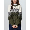 image:imagechouyatou Womens Fall Loose Snowflower Cardigan Sweater Fluffy Button Down Crewneck Preppy Knit Cardigan JacketArmy Green