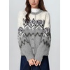 image:imagechouyatou Womens Fall Loose Snowflower Cardigan Sweater Fluffy Button Down Crewneck Preppy Knit Cardigan JacketGrey